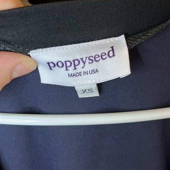 Poppyseed Classic Navy Emily V Neck Adjustable Fit A Line Maternity Midi Dress - Picture 3 of 7